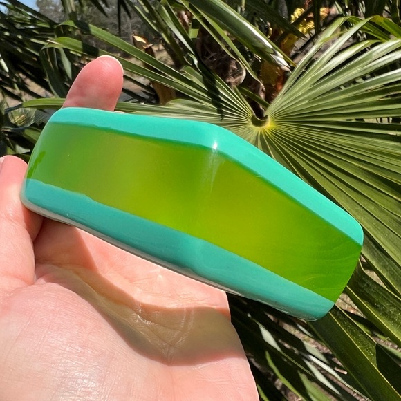 Layered bangle bracelet 70s 80s 90s perspex jewelry Tiffany blue green retro Y2K - Picture 3 of 13